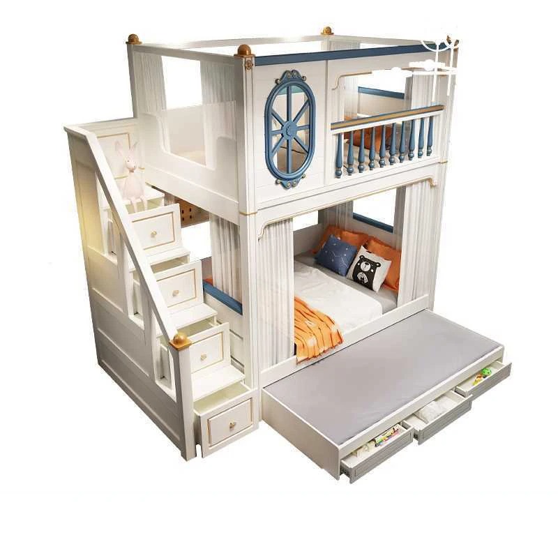 Bunk Bed With Stairs And Slide - สำหรับเฟอร์นิเจอร์ห้องนอนเด็กสุดหรู เตียงสองชั้นพร้อมสไลเดอร์และบันได