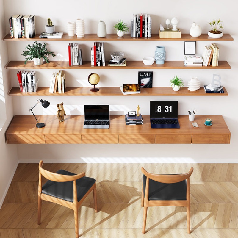 Bedroom Furniture - โต๊ะคอมพิวเตอร์ไม้เนื้อแข็งสไตล์นอร์ดิก โต๊ะทำงานติดผนังแบบลอยตัวสำหรับห้องนอน เฟอร์นิเจอร์บ้าน โต๊ะทำงานแบบลอยตัว FYFD