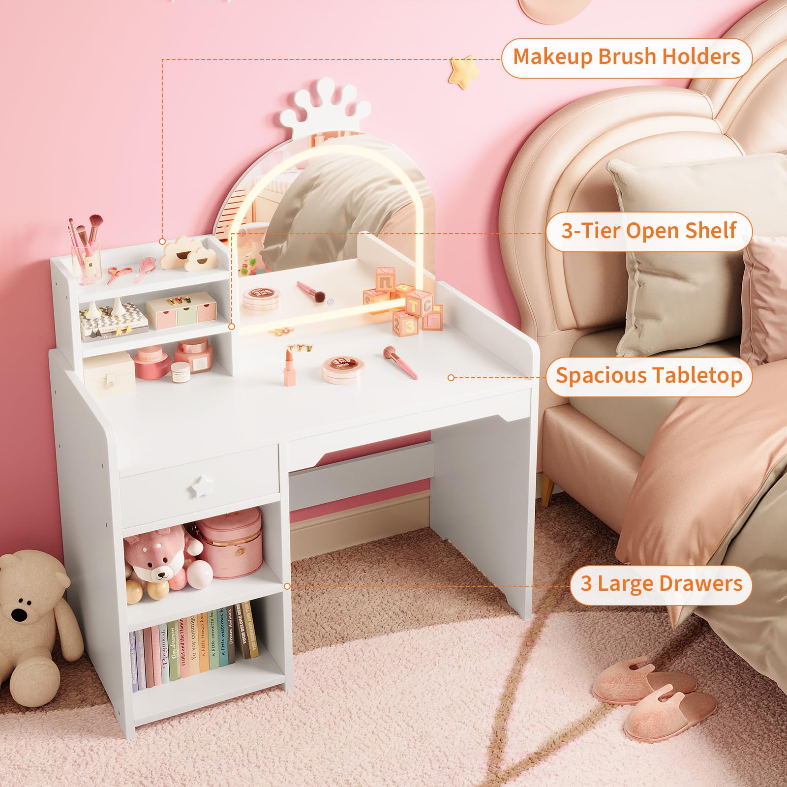 ชุดโต๊ะเครื่องแป้งและเก้าอี้สำ - Dressing Table Vanity With Lighted Mirror บทวิจารณ์และราคา