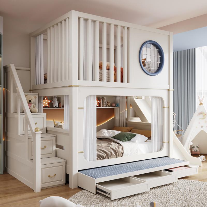 เตียงสองชั้นสำหรับเด็กพร้อมสไล - Bunk Bed With Stairs And Slide บทวิจารณ์และราคา
