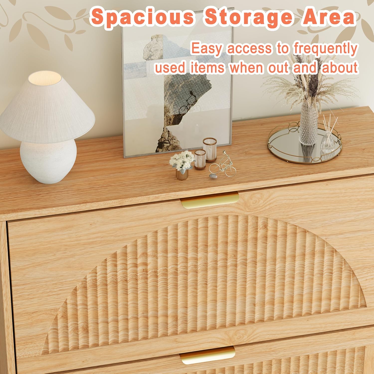 ตู้รองเท้าไม้ 2 ลิ้นชักแบบเปิด - Shoe Rack Cabinet Narrow Entryway บทวิจารณ์และราคา