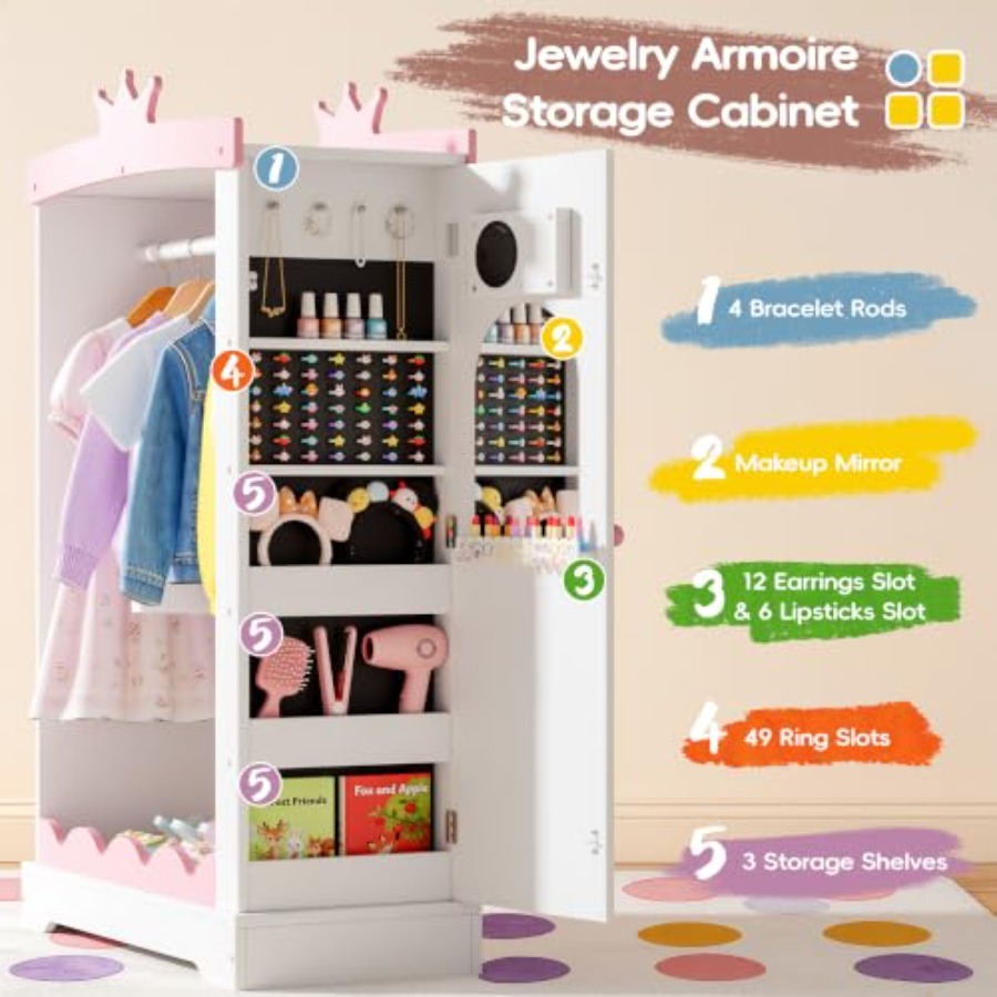 ตู้เสื้อผ้าสำหรับแต่งตัว พร้อม - Full Length Mirror Jewelry Armoire บทวิจารณ์และราคา