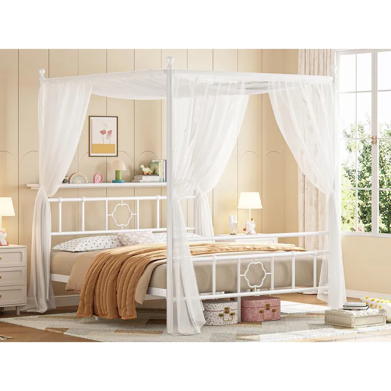 โครงเตียงควีนไซส์พร้อมม่านบังต - Canopy Bed Frame Metal Queen บทวิจารณ์และราคา