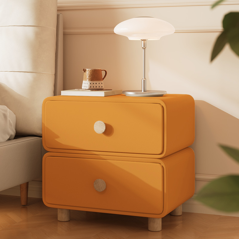 ตู้ข้างเตียงสีครีมสไตล์มินิมอล - Solid Wood Nightstand 2 Drawers บทวิจารณ์และราคา