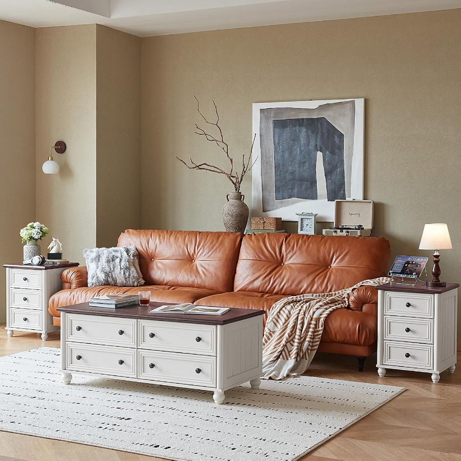 ชุดโต๊ะข้างเตียง 18 นิ้ว 2 ชิ้ - Solid Wood Nightstand 2 Drawers บทวิจารณ์และราคา