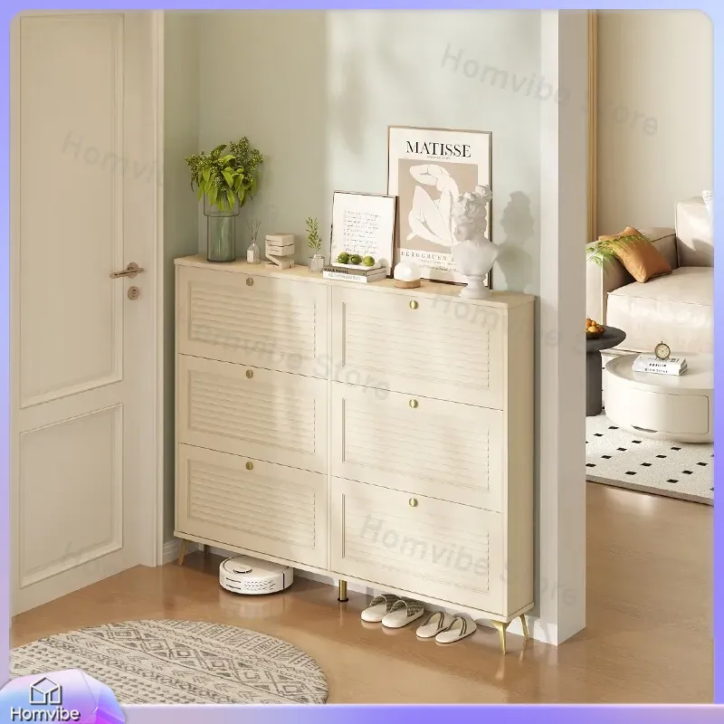 ตู้รองเท้าบางเฉียบ ไม้จริง สำห - Shoe Rack Cabinet Narrow Entryway บทวิจารณ์และราคา