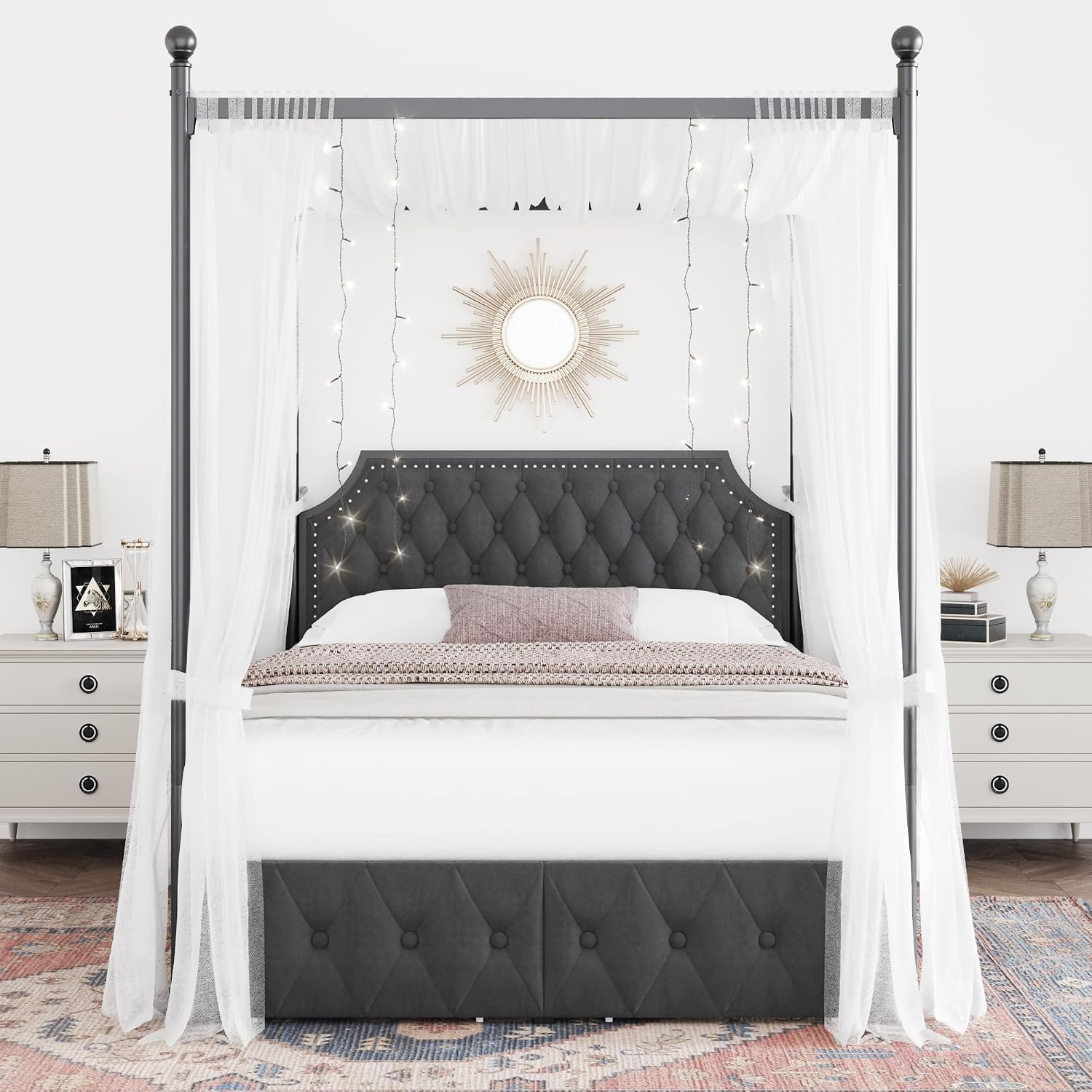 โครงเตียงควีนไซส์แบบมีหลังคา พ - Canopy Bed Frame Metal Queen บทวิจารณ์และราคา