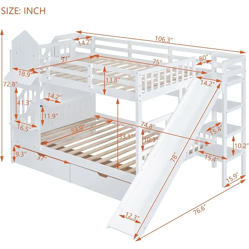 เตียงสองชั้นแบบ Twin Over Twin - Bunk Bed With Stairs And Slide บทวิจารณ์และราคา