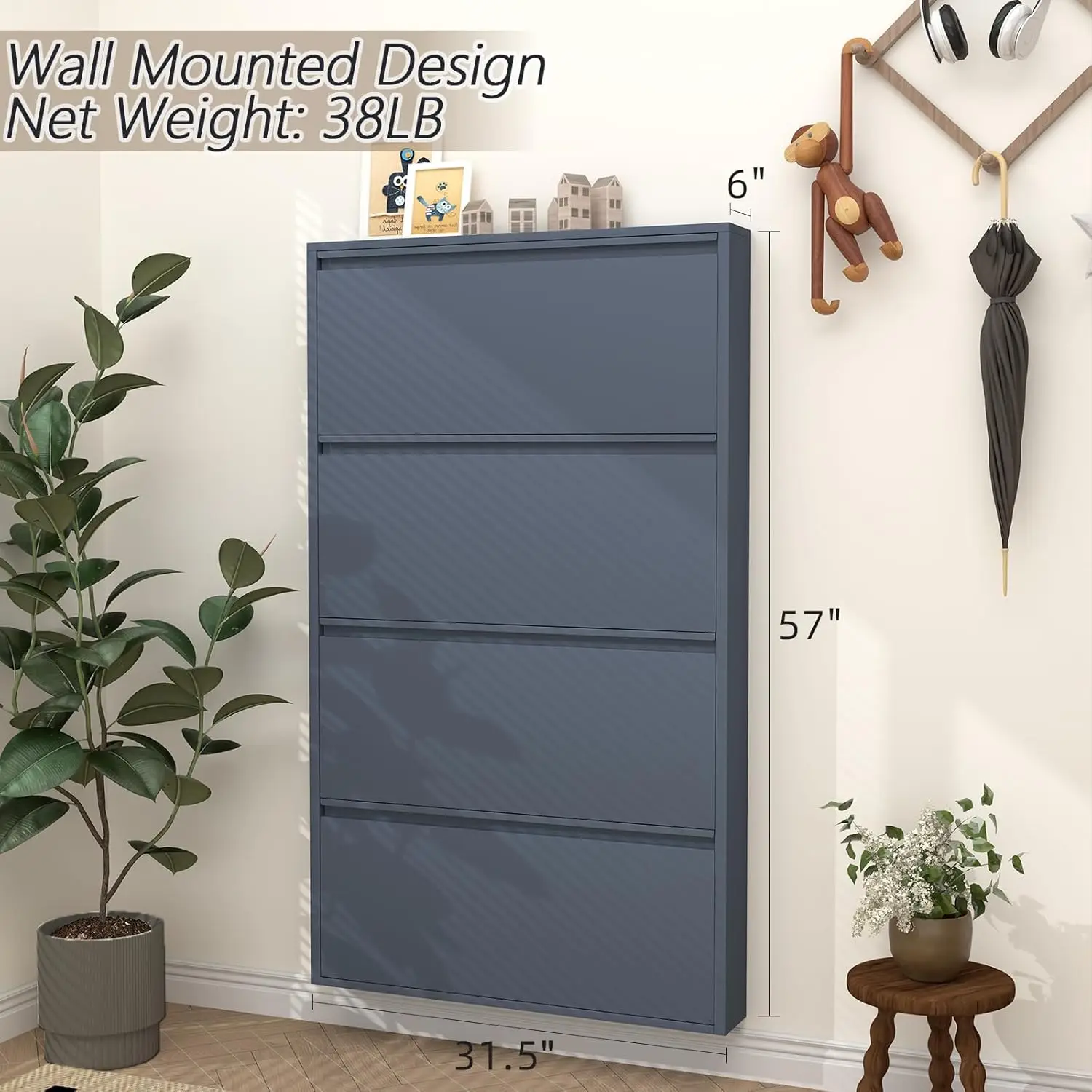 ตู้เก็บรองเท้าพร้อมลิ้นชักแบบเ - Shoe Rack Cabinet Narrow Entryway บทวิจารณ์และราคา