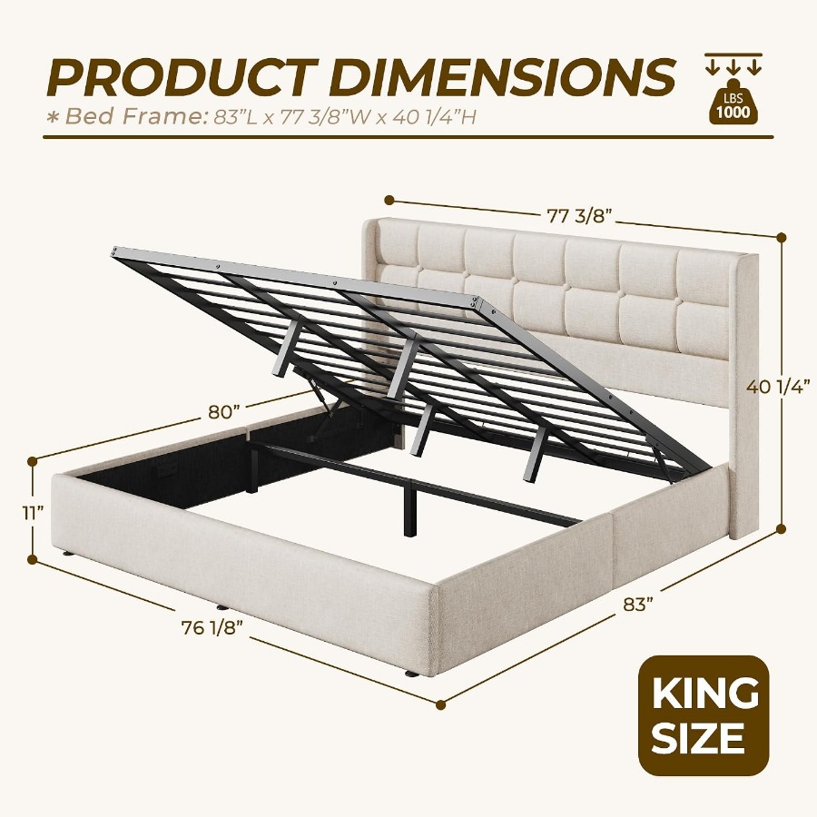 โครงเตียงยกสูงพร้อมช่องเก็บของ - Gas Lift Storage Bed Hydraulic บทวิจารณ์และราคา