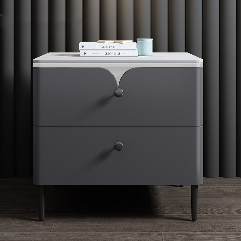 โต๊ะข้างเตียงไม้เนื้อแข็งทันสม - Solid Wood Nightstand 2 Drawers บทวิจารณ์และราคา